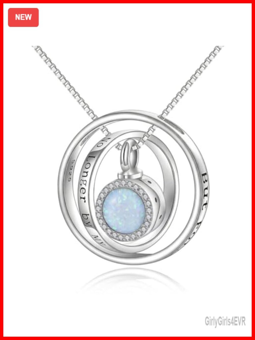 925 Sterling Silver Tree of Life Urn Necklace Opal Cremation Jewelry Memorial